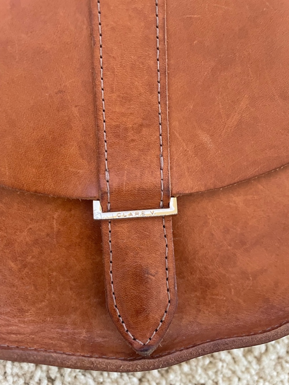 Clare V. Luce Tan Cognac Leather Saddlebag Crossbody - Picture 4 of 7